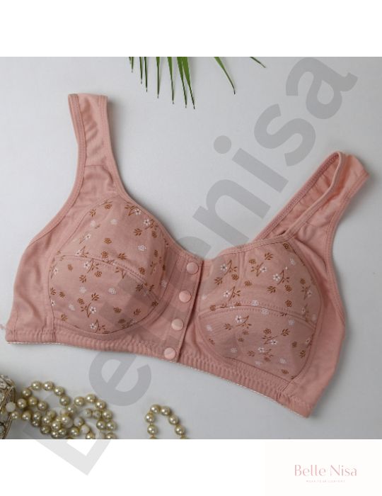 BelleNisa Floral Front-Closure Bra – Comfortable Everyday Cotton Braa